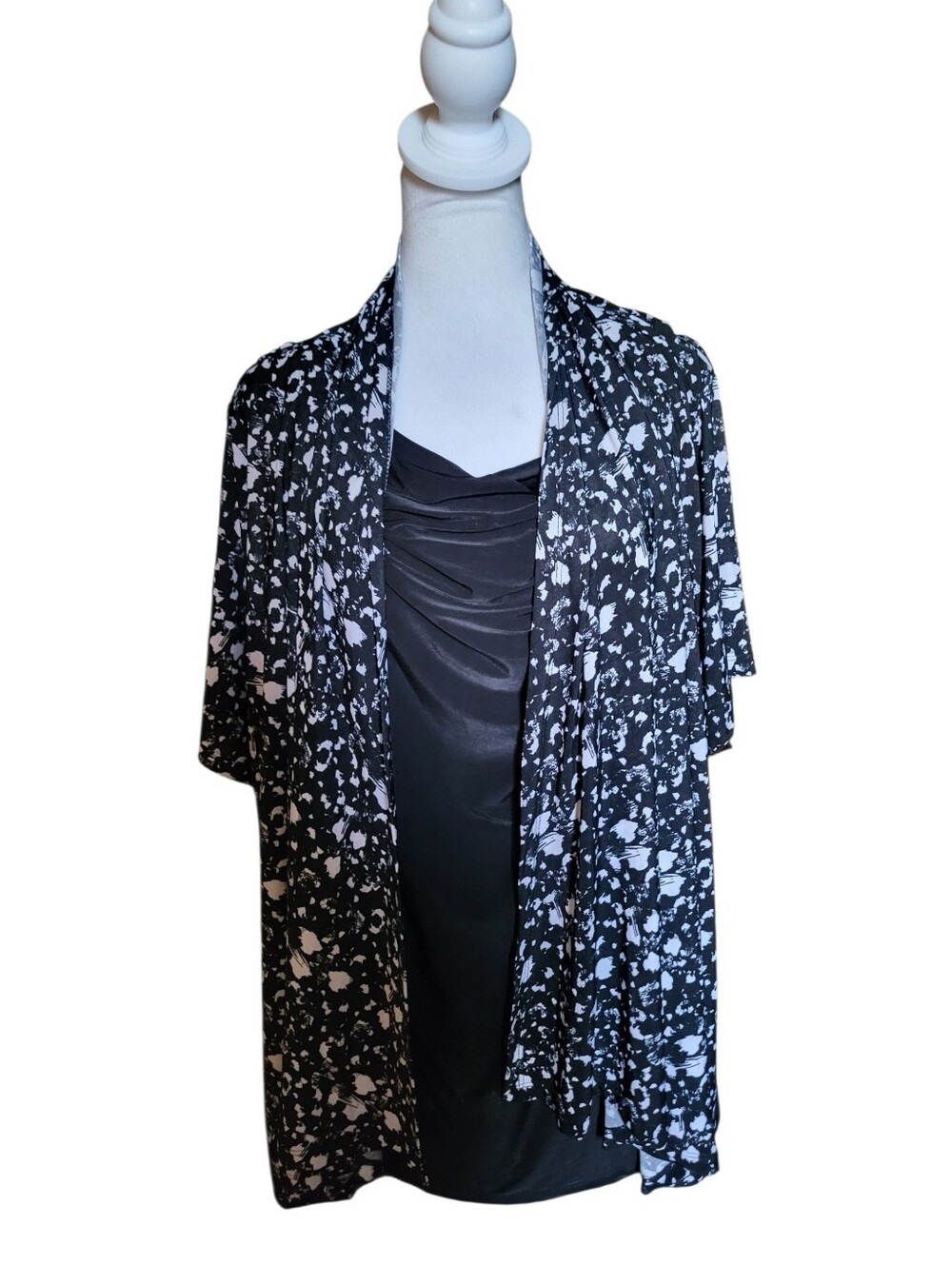Isabella Rodriguez Plus Layered Blouse Black/White sz 2X